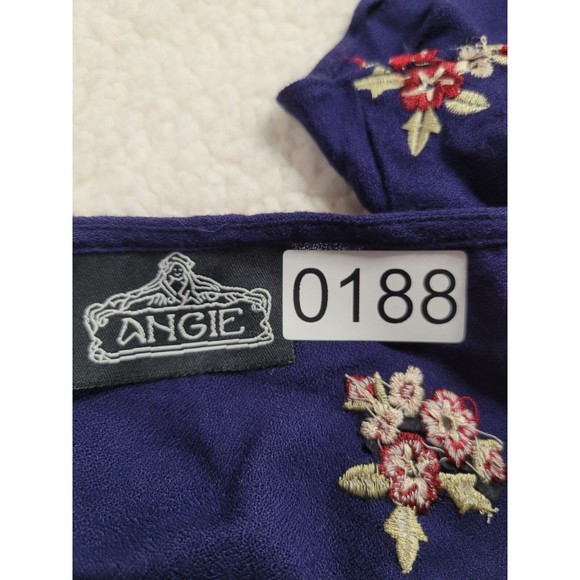 [188] Angie Blue Cropped Boho Blouse - Picture 5 of 9